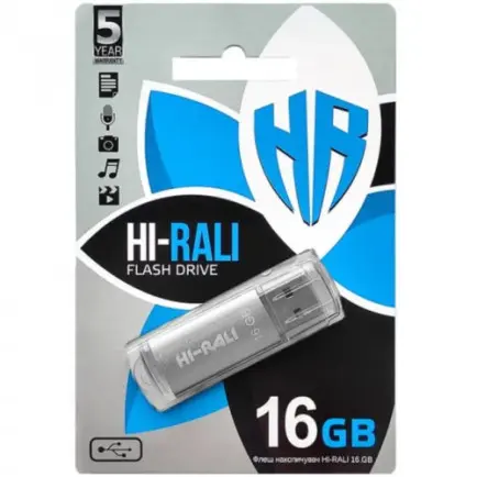 Флеш-накопитель USB 16GB Hi-Rali Rocket Series Silver (HI-16GBVCSL)