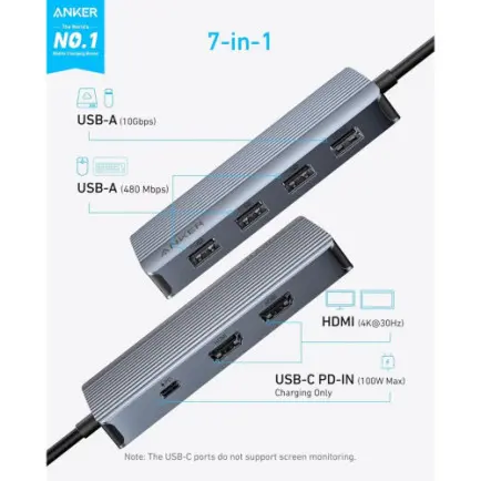 USB-хаб Anker USB-C 7-в-1 Black (A83740A2)