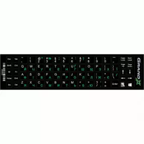 Наліпка на клавіатуру Grand-X 68 keys Green, Latin Ukr white (GXDGUA)