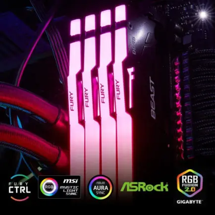 Модуль пам`ятi DDR5 16GB/6000 Kingston Fury Beast RGB Expo Black (KF560C30BBEAK2-16)