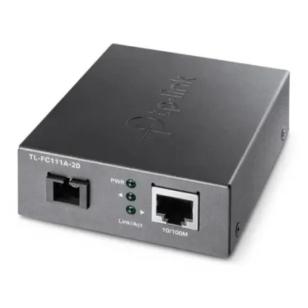 Медиаконвертер TP-Link FC111A-20 (SC/UPC 1xFE, 1xRJ45 FE, SM 9/125 мкм, 20 км, 1550нм TX / 1310нм RX, БП 5В 0.6А)