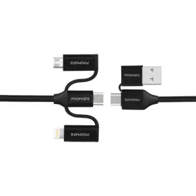 Кабель Promate USB + USB Type-C -  Lightning + micro USB + USB Type-C (M/M)