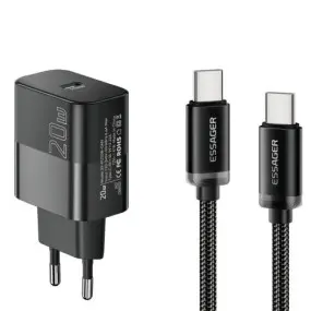 Мережевий зарядний пристрій Essager Travel Charger 20W USB-C Black (E20JSB1-SYTT1-T)
