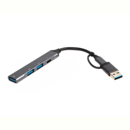 Концентратор USB Type-C/USB Maxxter 1xUSB-A 3.0, 2xUSB-A 2.0, 1xUSB-C Gray (HU3C-4P1CN-01)