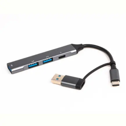 Концентратор USB Type-C/USB Maxxter 1xUSB-A 3.0, 2xUSB-A 2.0, 1xUSB-C Gray (HU3C-4P1CN-01)