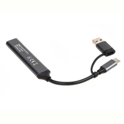Концентратор USB Type-C/USB Maxxter 1xUSB-A 3.0, 2xUSB-A 2.0, 1xUSB-C Gray (HU3C-4P1CN-01)