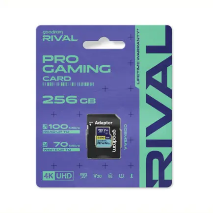 Карта памяти MicroSDXC 256GB UHS-I/U3 Class 10 Goodram RIVAL M3AA R100/W70MB/s + SD-adapter (GGSM3AA-2560R12)