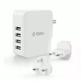 Сетевое зарядное устройство Ttec Quattro Traveler 4хUSB 5.1A/25Вт White (2SC02BUK)