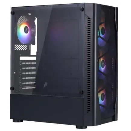 Корпус 1stPlayer D4-BK-4F1 Black без БП