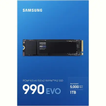 Накопичувач SSD  1ТB Samsung 990 EVO M.2 2280 PCIe 5.0 x4 NVMe V-NAND TLC (MZ-V9E1T0BW)