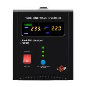ИБП LogicPower LPY-PSW-1000VA+, Lin.int., AVR, 2 x евро, LCD, металл, с правильной синусоидой 12V