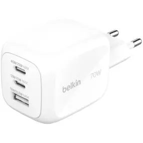 Сетевое зарядное устройствоBelkin BoostCharge Pro 3-Port GaN Wall Charger 70W White (WCH018HQWH)