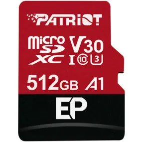 Карта памяти MicroSDXC 512GB UHS-I/U3 Class 10 Patriot EP A1 R90/W80MB/s + SD-adapter (PEF512GEP31MCX)