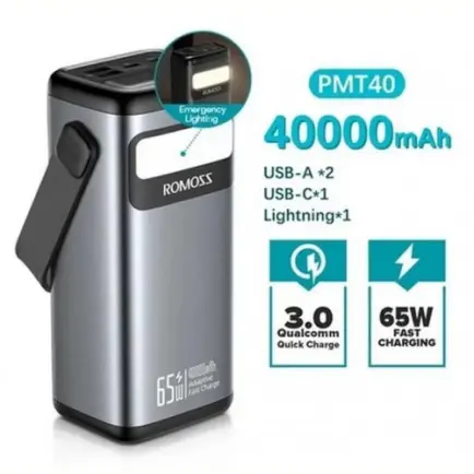 Універсальна мобільна батарея Romoss PMT40 40000mAh Black (PMT40-182-2133H)