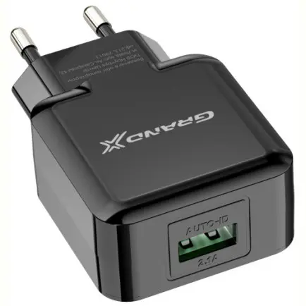 Мережевий зарядний пристрій Grand-X (1xUSB 5В/2.1А)