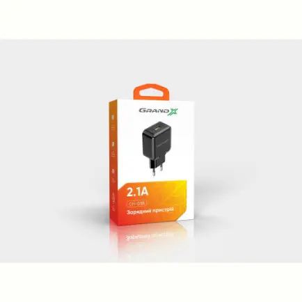 Мережевий зарядний пристрій Grand-X (1xUSB 5В/2.1А)
