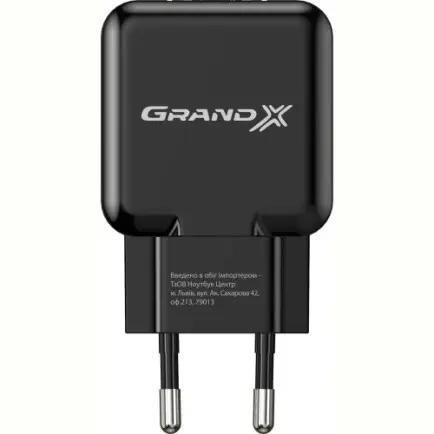 Мережевий зарядний пристрій Grand-X (1xUSB 5В/2.1А)