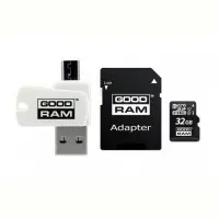 Карта памяти MicroSDHC  32GB UHS-I Class 10 GOODRAM + SD-adapter + OTG Card read..