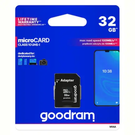 Карта памяти MicroSDHC  32GB UHS-I Class 10 Goodram + SD-adapter (M1AA-0320R12)