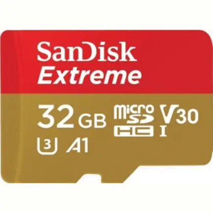 Карта пам`ятi MicroSDHC 32GB UHS-I/U3 Class 10 SanDisk Extreme A1 R100/W60MB/s + SD-adapter (SDSQXAF-032G-GN6MA)