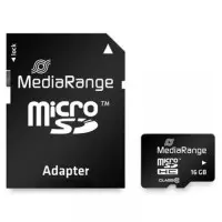 Карта памяти MicroSDHC  16GB Class 10 MediaRange R45/W12MB/s + SD-adapter (MR958..