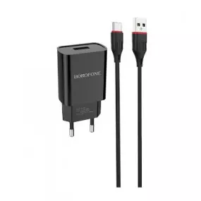 Зарядное устройство Borofone BA20A Sharp Single USB 2.1A Black (BA20ACB)