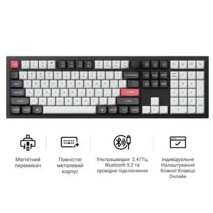 Клавіатура бездротова Keychron Q6 HE Magnetic Switch Black RGB (Q6H-M1-UA)