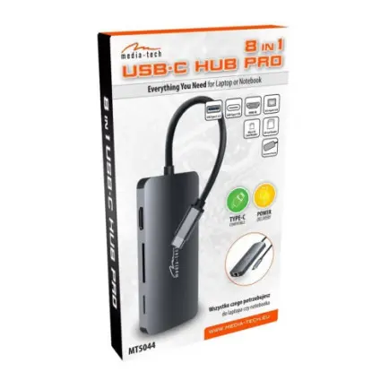 Док-станция Media-Tech USB-C HDMI/USB 3.0x3/RJ45/SD/MicroSD/PD 100W (MT5044)