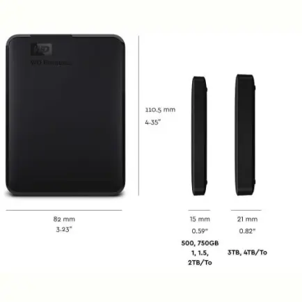 Зовнішній жорсткий диск 2.5" USB 5.0TB WD Elements Portable Black (WDBU6Y0050BBK-WESN)