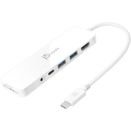 USB-хаб J5create USB-C 6-в-1 White (JCD373-N)