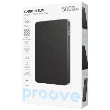 Универсальная мобильная батарея Proove Carbon Slim 20W 5000mAh Black (PBCS20010001)