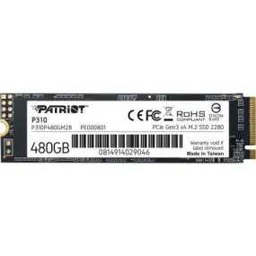 Накопичувач SSD  480GB Patriot P310 M.2 2280 PCIe NVMe 3.0 x4 TLC (P310P480GM28)