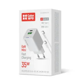 Сетевое зарядное устройство ColorWay GaN Mini 35W PD Port PPS USB (Type-C PD + USB QC4.0)