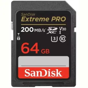 Карта памяти SDXC 64GB UHS-I/U3 Class 10 SanDisk Extreme Pro V30 R200/W90MB/s 4K (SDSDXXU-064G-GN4IN)