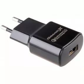 Сетевое зарядное устройство Grand-X Quick Charge 3.0 (1xUSB 1.5-3A)