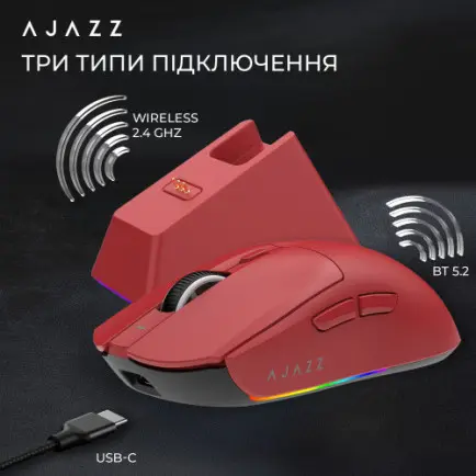 Миша бездротова Ajazz AJ139 V2 Red (AJ139-V2-MC-R)