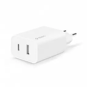 Мережевий зарядний пристрій Ttec SmartCharger Duo USB-C/USB-A 2.4А/12Вт White (2SCS25B)