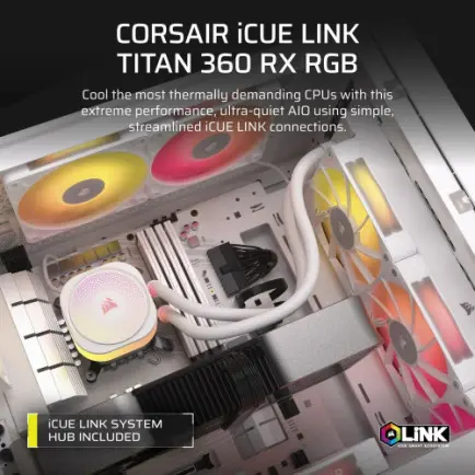 Система водяного охолодження Corsair Icue Link Titan 360 White (CW-9061021-WW)
