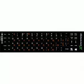 Наклейка на клавиатуру Grand-X 68 keys Cyrillic orange, Latin white (GXDPOW)