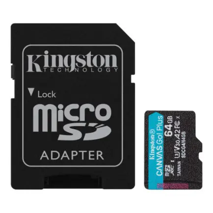 Карта пам`яті MicroSDXC  64GB UHS-I/U3 Class 10 Kingston Canvas Go! Plus R200/W200MB/s + SD-адаптер (SDCG4/64GB)
