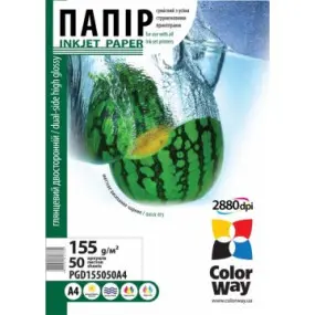 Фотопапiр ColorWay глянсовий двостороннiй 155г/м2 A4 50 арк. (PGD155050A4)