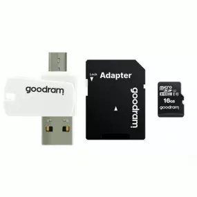 Карта памяти MicroSDHC  16GB UHS-I Class 10 GOODRAM + SD-adapter + OTG Card reader (M1A4-0160R12)