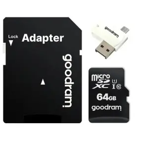 Карта памяти MicroSDXC  64GB UHS-I Class 10 Goodram + SD-adapter + OTG Card reader (M1A4-0640R12)