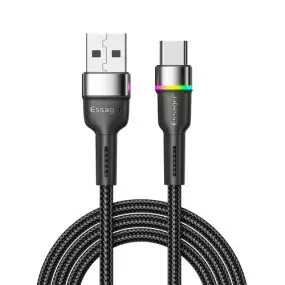 Кабель Essager Colorful LED USB - USB Type-C (M/M)