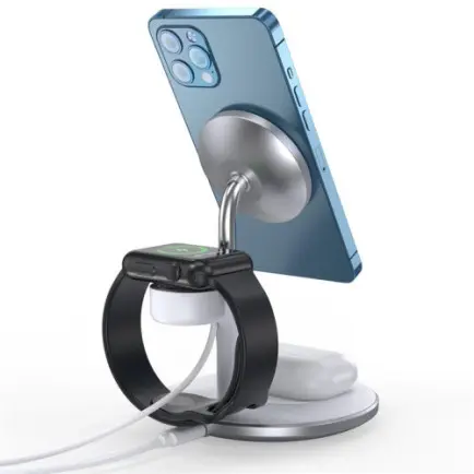 Магнитное беспроводное зарядное устройство Choetech T586-F 3in1 Magnetic wireless charger station for iPhone