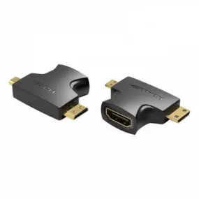 Адаптер 2 в 1 Vention HDMI - Mini-HDMI - micro-HDMI (F/M)