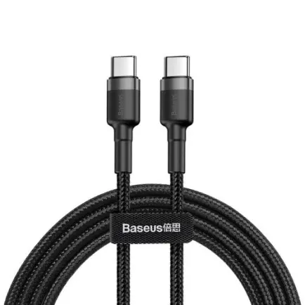 Кабель Baseus Cafule USB-C-USB-C, PD2.0 60W 2м Black/Grey (CATKLF-HG1)