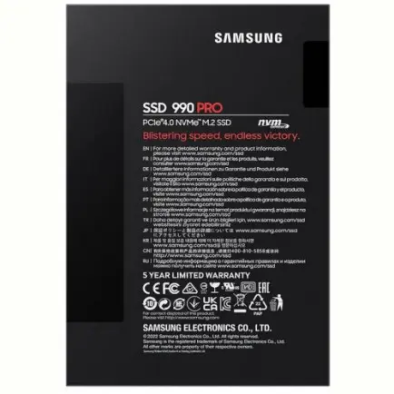 Накопитель SSD  1ТB Samsung 990 PRO M.2 2280 PCIe 4.0 x4 NVMe V-NAND MLC (MZ-V9P1T0BW)