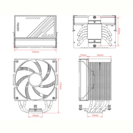 Кулер процессорный ID-Cooling Frozn A610 Black, Intel: 2011/1700/1200/1151/1150/1155/1156, AMD: AM5/AM4, 120х92х155 мм, 4-pin PWM