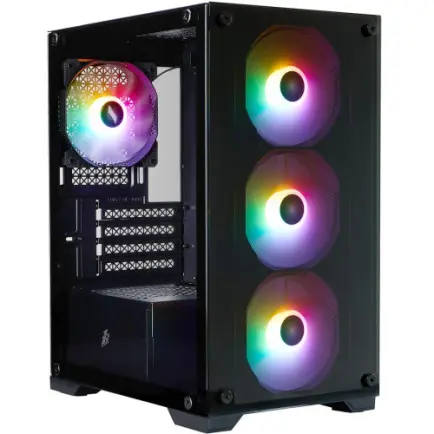 Корпус 1stPlayer X2-M-BK-4F7 Black без БП